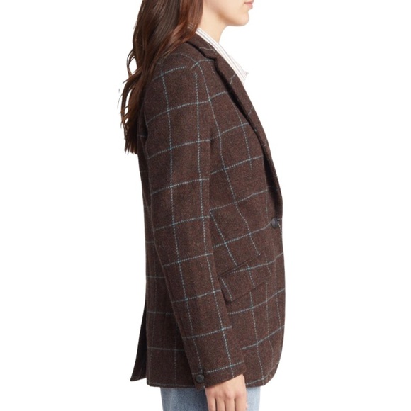 NWOT Rag & Bone Margot Windowpane Plaid Wool Blazer Brown Teal Size 6 - Picture 12 of 12